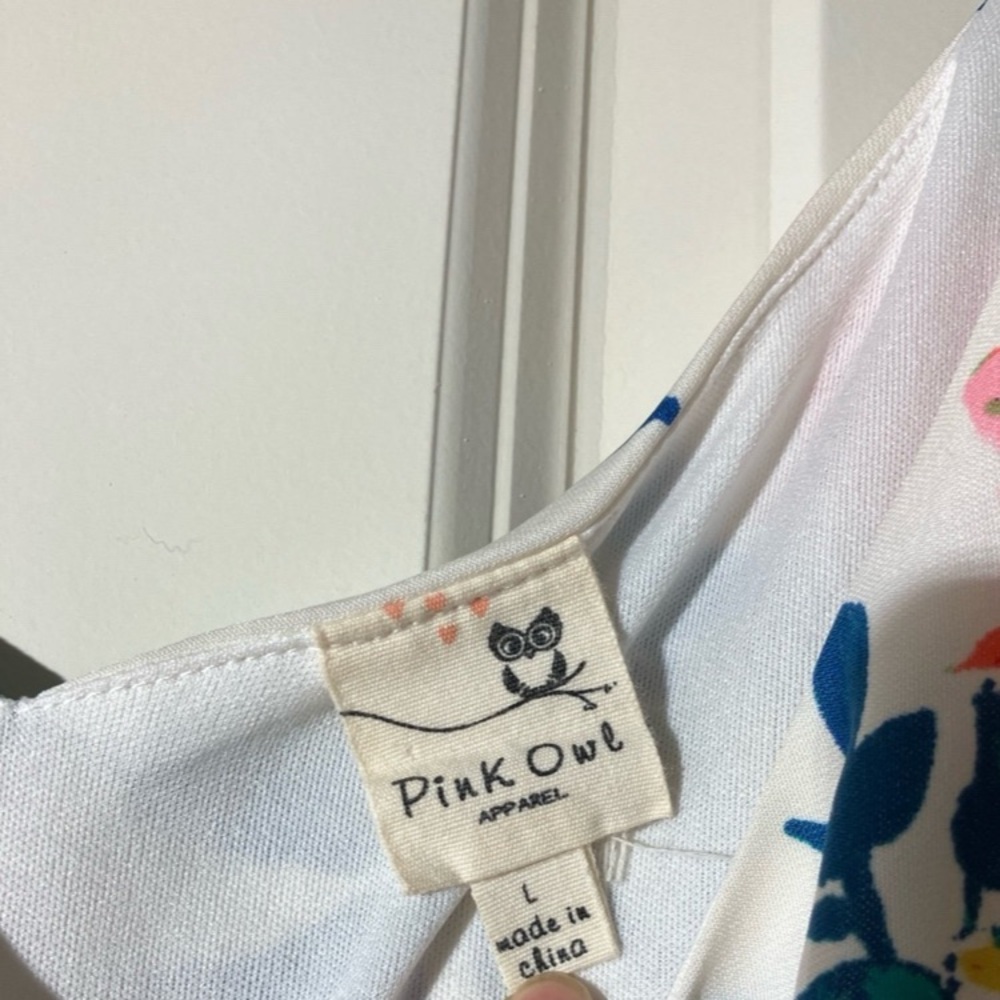 Pink Owl Maxi Dress - White with Blue and Pink Floral